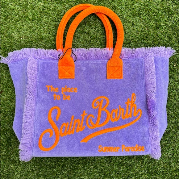 MC2 Saint Barth Handbags - MC2 Saint Barth Vanity Sponge Terry Embossed Purple Orange Beach Tote Bag